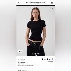 GAP Black Modern Crewneck T-Shirt